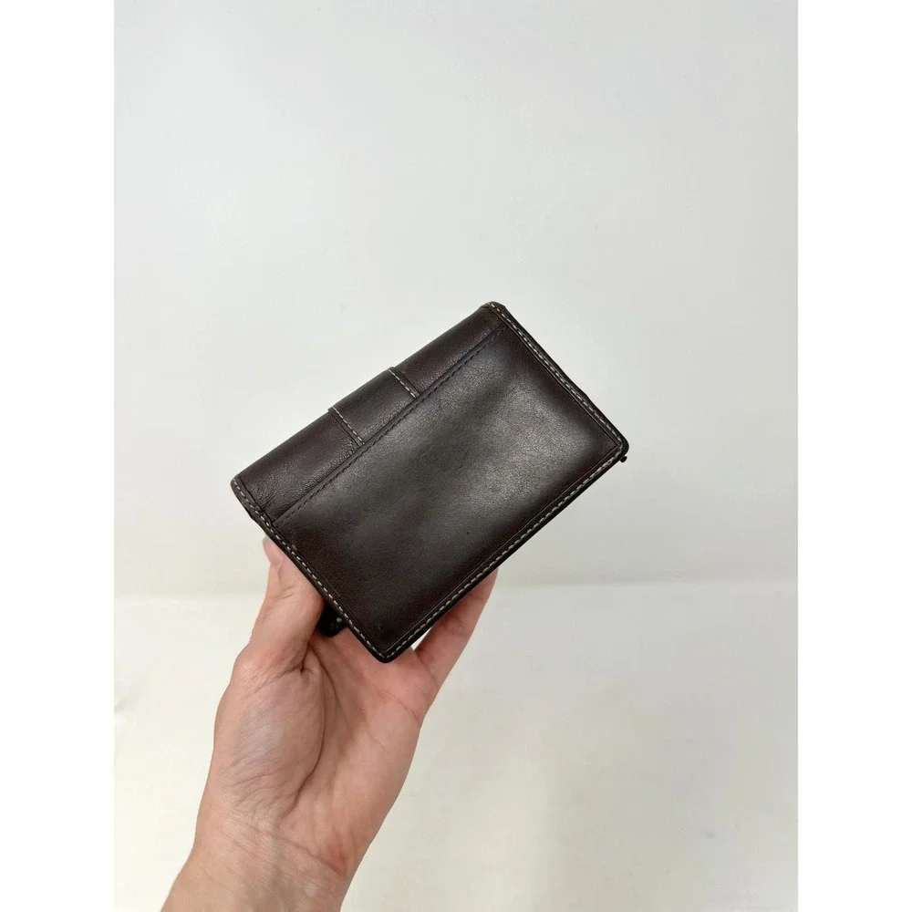 Vintage Coach Compact Bifold Leather Wallet Brown